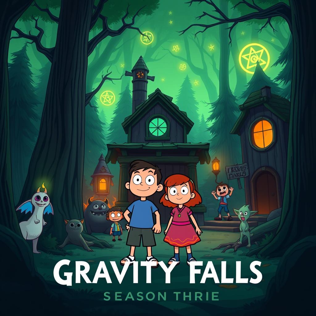 A captivating artwork inspired by the animated series Gravity Falls, showcasing the mystery and adventure of the show's third season