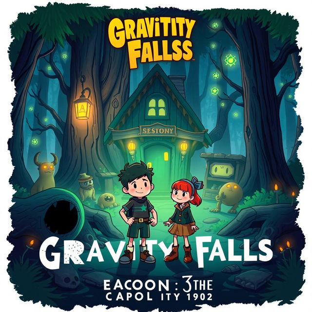 A captivating artwork inspired by the animated series Gravity Falls, showcasing the mystery and adventure of the show's third season