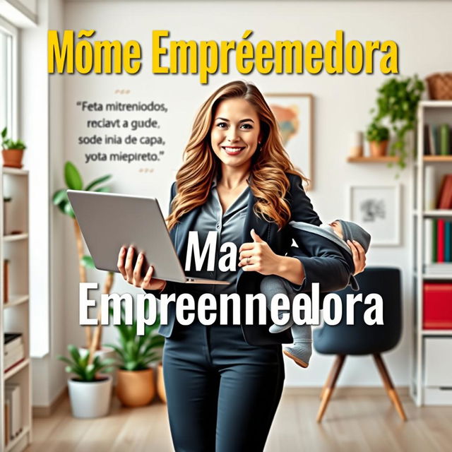 A vibrant and inspiring book cover for the title 'Mãe Empreendedora'