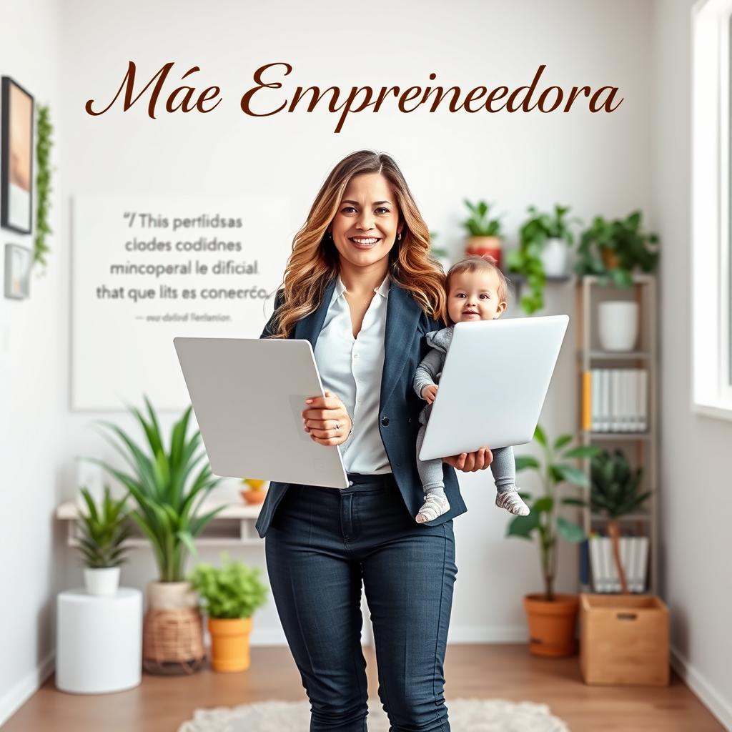 A vibrant and inspiring book cover for the title 'Mãe Empreendedora'