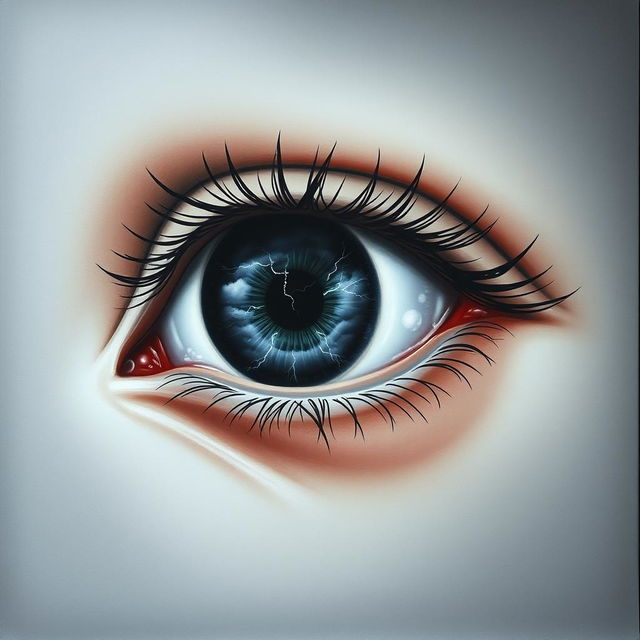 An artistic rendering of a single, haunting eye that embodies deep-seated emotions of revenge and intensity