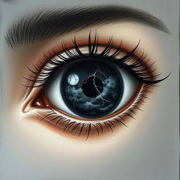 An artistic rendering of a single, haunting eye that embodies deep-seated emotions of revenge and intensity