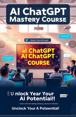 A comprehensive and engaging promotional graphic for an AI ChatGPT Mastery Course in Indonesia