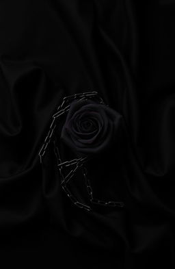 A dramatic and elegant composition featuring a deep black background