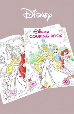 A beautiful coloring book featuring Disney princess characters in classic poses
