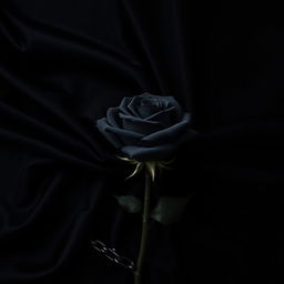 A dramatic and elegant composition featuring a deep black background