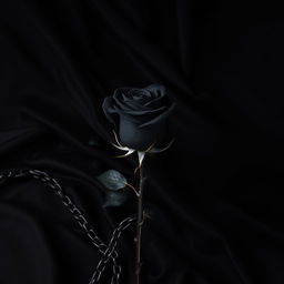 A dramatic and elegant composition featuring a deep black background