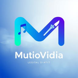 A modern multimedia logo that combines elements of music, video, and digital art