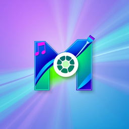 A modern multimedia logo that combines elements of music, video, and digital art