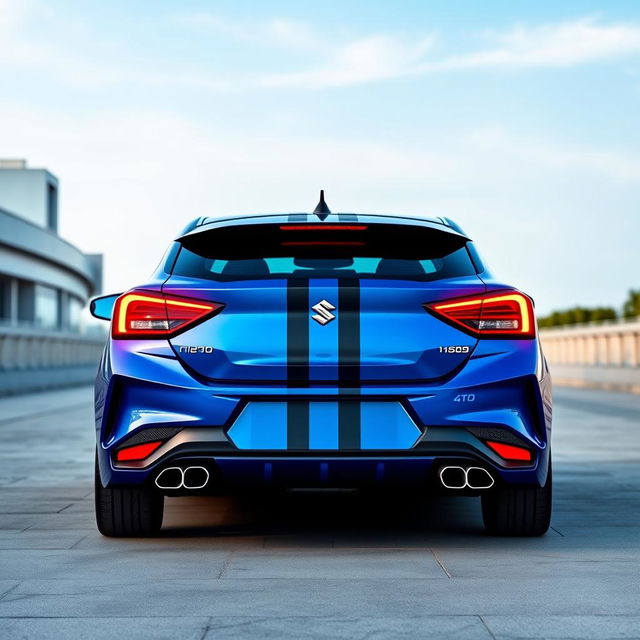 A striking Maruti Suzuki Baleno 2023 featuring a rear design inspired by the Lamborghini Evo STO