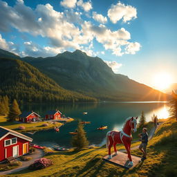 A breathtaking landscape capturing the essence of Sweden, showcasing its stunning natural beauty and vibrant culture