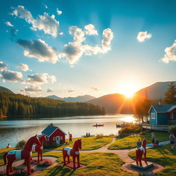 A breathtaking landscape capturing the essence of Sweden, showcasing its stunning natural beauty and vibrant culture