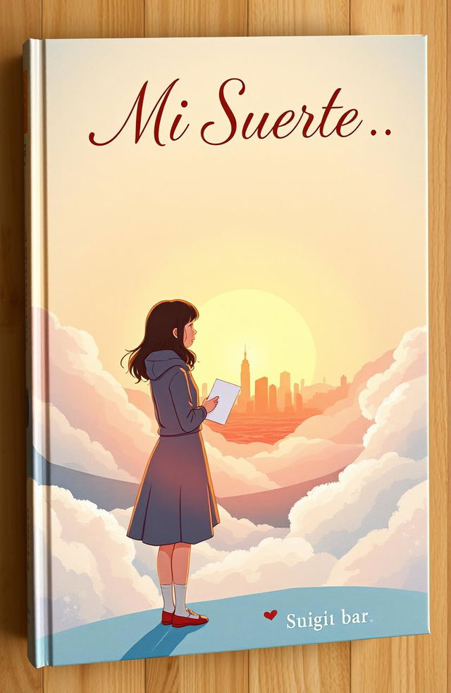 A beautifully illustrated book cover for 'Mi Suerte', depicting a long-distance relationship theme