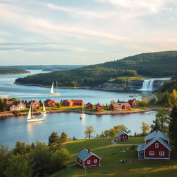 A breathtaking landscape showcasing the natural beauty of Sweden, featuring the iconic archipelago with its myriad islands and crystal-clear waters