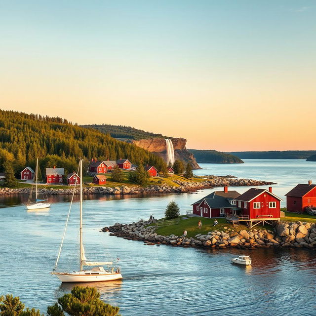 A breathtaking landscape showcasing the natural beauty of Sweden, featuring the iconic archipelago with its myriad islands and crystal-clear waters