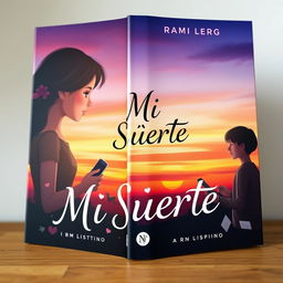 A captivating book cover for 'Mi Suerte', illustrating a poignant long-distance relationship