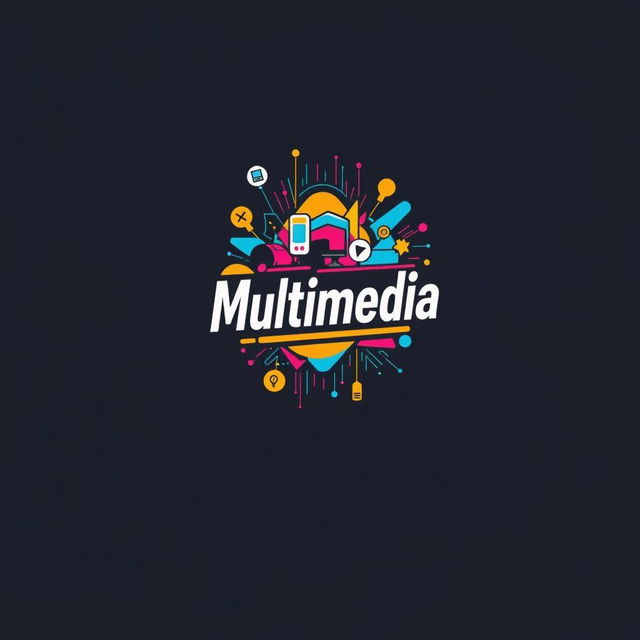 A vibrant and dynamic design featuring the word "Multimedia" prominently displayed