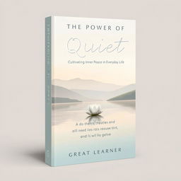 A serene and minimalist book cover design for the title "The Power of Quiet: Cultivating Inner Peace in Everyday Life" by Great Learner