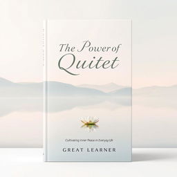 A serene and minimalist book cover design for the title "The Power of Quiet: Cultivating Inner Peace in Everyday Life" by Great Learner