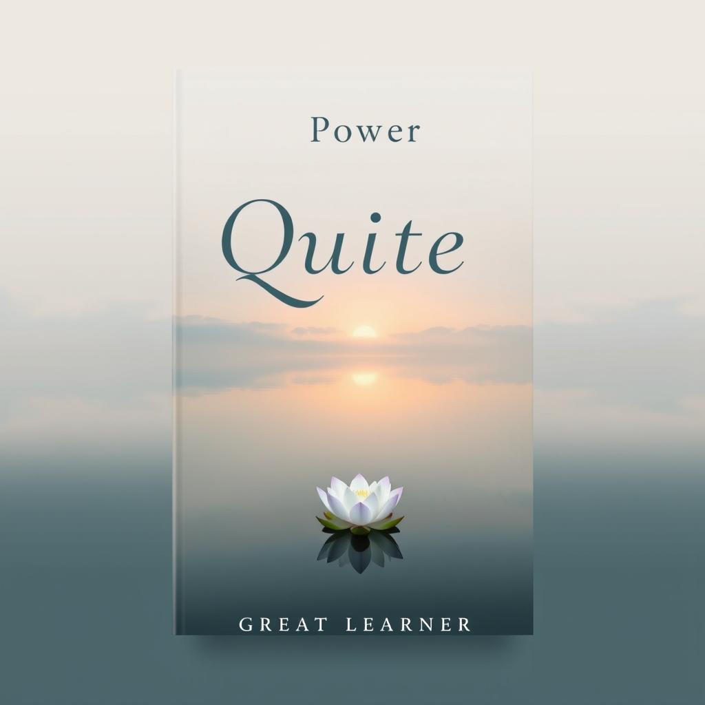 A serene and minimalist book cover design for the title "The Power of Quiet: Cultivating Inner Peace in Everyday Life" by Great Learner