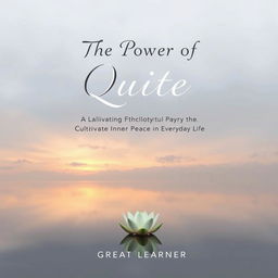 A serene and minimalist book cover design for the title "The Power of Quiet: Cultivating Inner Peace in Everyday Life" by Great Learner