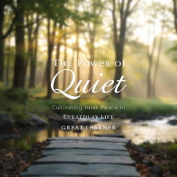 An elegant and tranquil book cover design for "The Power of Quiet: Cultivating Inner Peace in Everyday Life" by Great Learner