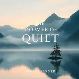 A calm and captivating book cover design for the title "The Power of Quiet" by Great Learner