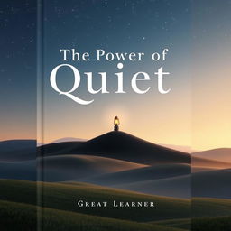 A captivating and minimalist book cover design for the title "The Power of Quiet" by Great Learner