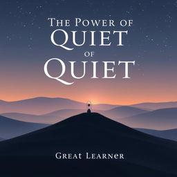 A captivating and minimalist book cover design for the title "The Power of Quiet" by Great Learner