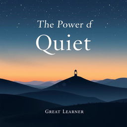 A captivating and minimalist book cover design for the title "The Power of Quiet" by Great Learner