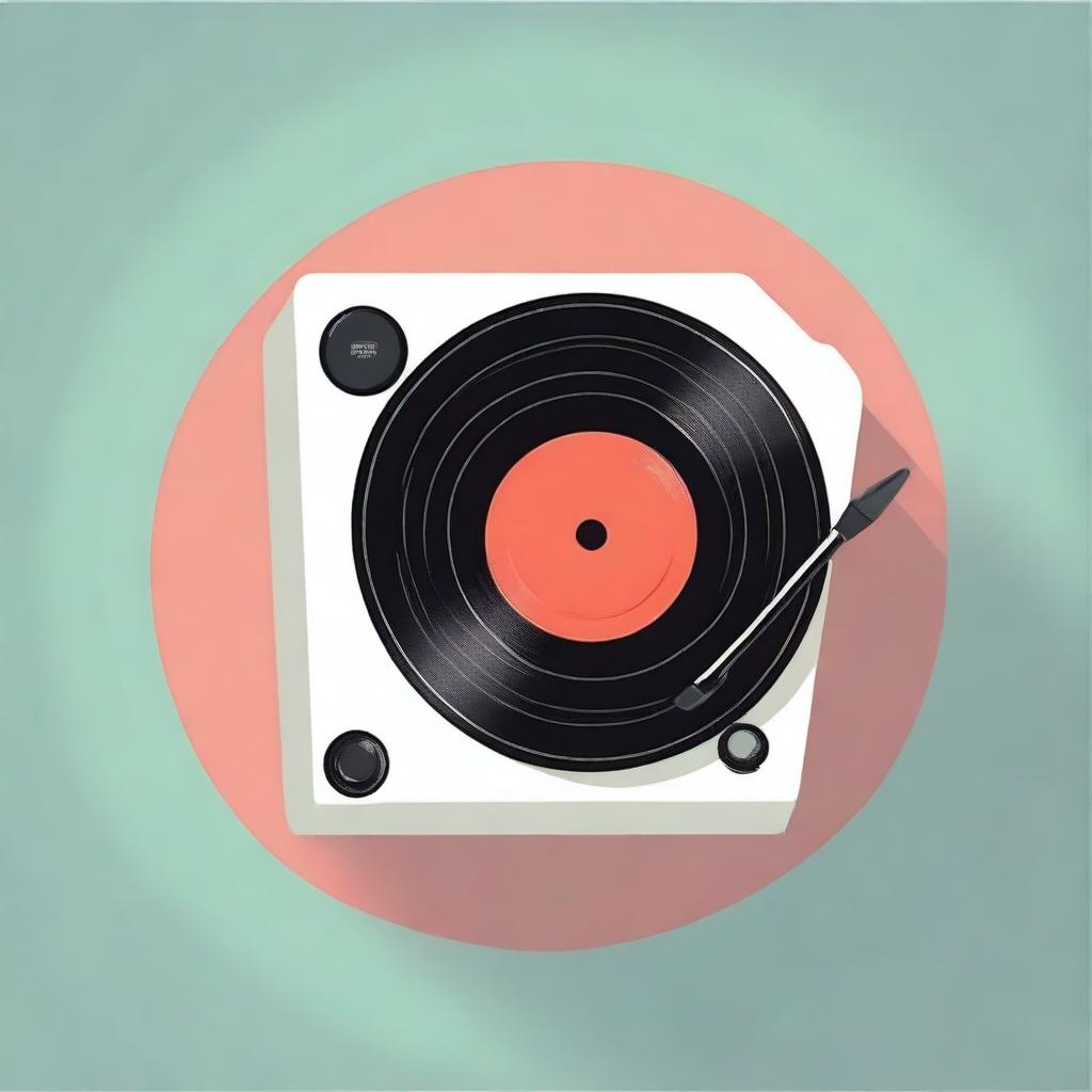 A classic vinyl record with a distinct play button symbolized at the heart of the record.