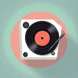 A classic vinyl record with a distinct play button symbolized at the heart of the record.