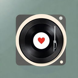 A classic vinyl record with a distinct play button symbolized at the heart of the record.