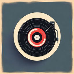 A classic vinyl record with a distinct play button symbolized at the heart of the record.