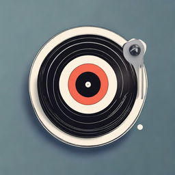 A classic vinyl record with a distinct play button symbolized at the heart of the record.