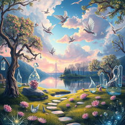 A beautiful illustration depicting the essence of 'El cuco de cristal', capturing the surreal and whimsical nature of glass cucos