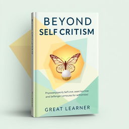 A motivational and thoughtful book cover design for "Beyond Self-Criticism" by Great Learner