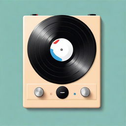 Create a classic vinyl record with a distinct play button situated in the middle.