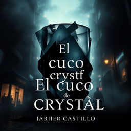An artistic interpretation inspired by 'El cuco de cristal' by Javier Castillo, showcasing a striking metaphorical glass cuco surrounded by shadows and mysterious elements