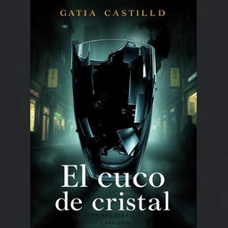 An artistic interpretation inspired by 'El cuco de cristal' by Javier Castillo, showcasing a striking metaphorical glass cuco surrounded by shadows and mysterious elements