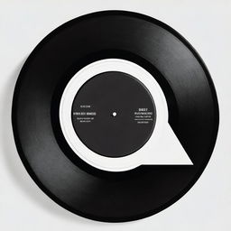 A classic black vinyl record with a crisp, white play triangle in the center.