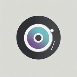 A sleek, modern icon featuring a vinyl record with a centered play button.