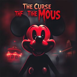 A chilling movie poster featuring a dark, eerie version of a familiar mouse character resembling Mickey Mouse, with a sinister smile and a bloodied mouth