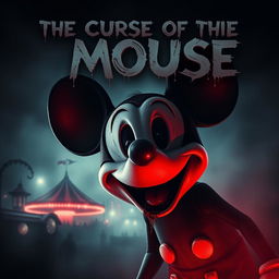 A chilling movie poster featuring a dark, eerie version of a familiar mouse character resembling Mickey Mouse, with a sinister smile and a bloodied mouth