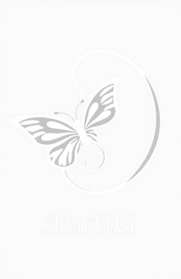 A logo design featuring a white spiral (girazol) and a butterfly elegantly intertwined
