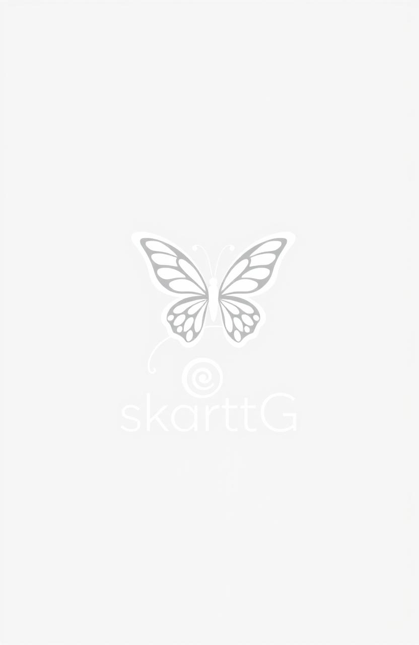 A logo design featuring a white spiral (girazol) and a butterfly elegantly intertwined