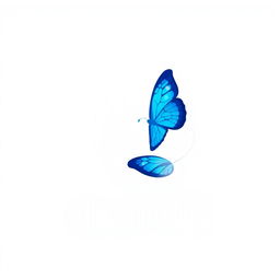 A logo design featuring a white spiral (girazol) and a blue butterfly elegantly intertwined