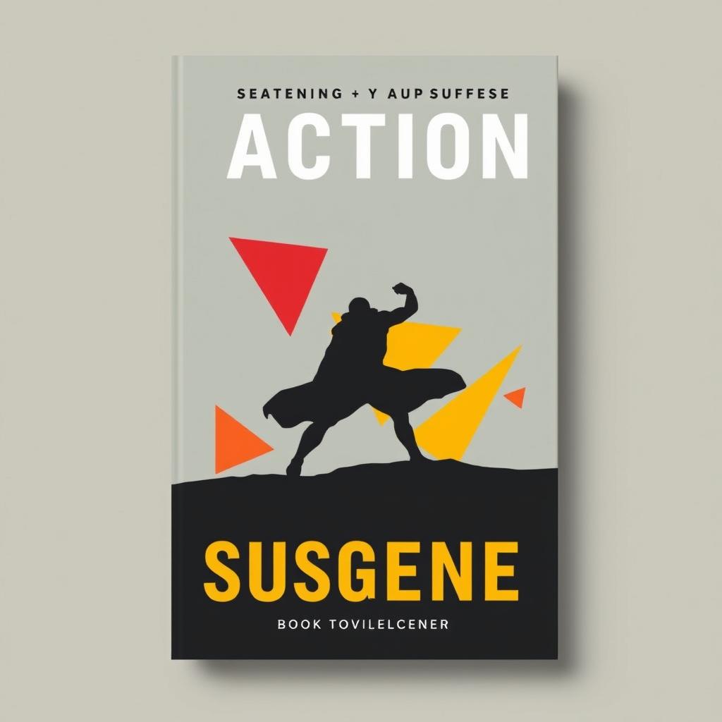 A minimalist book cover design for an action and suspense novel, featuring bold graphic elements