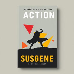 A minimalist book cover design for an action and suspense novel, featuring bold graphic elements