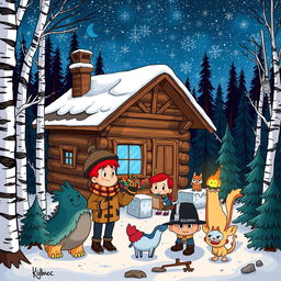 A whimsical illustration representing the quirky and adventurous theme of 'Gravity Falls' but set in a Russian landscape